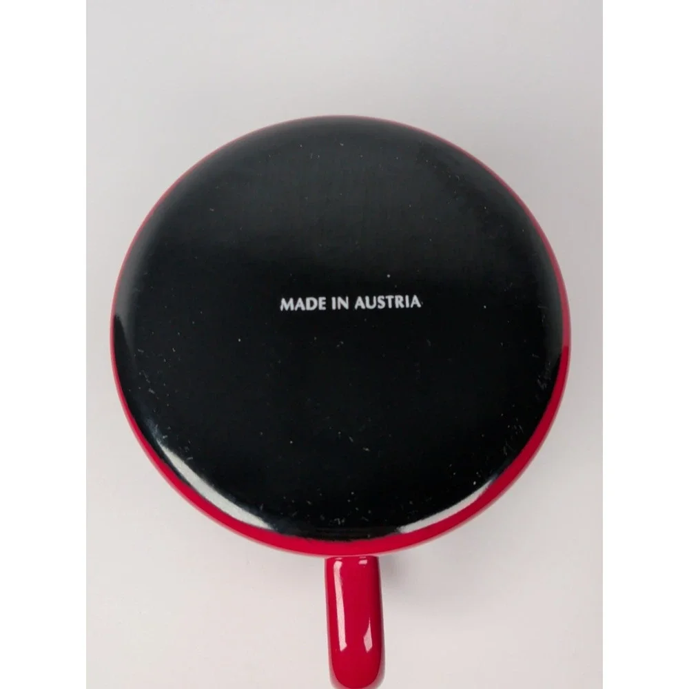 Chantal Red Enamel Metal Measuring Cup Mug w/ Handle Conversion Chart Austria